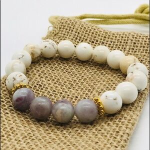 10mm Lilac Stone Magnesite Gemstone Bracelet